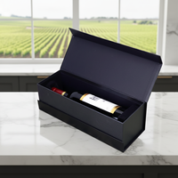 Boîtes cadeaux en carton rigide noir avec revêtement UV, gaufrage, doublure magnétique en éponge, personnalisables et jetables pour verres à vin