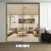 Pintu Geser Aluminium Panoramic Frame Custom RAL Eksterior Motif Kayu Interior Kaca Tempered Double Glazing Kamar Tidur Luar Ruangan