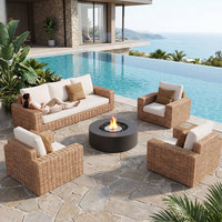Kommerzielles Allwetter-Gartenmöbel-Set aus geflochtenem Korbgeflecht, wasserabweisendes Olefin-Tiefsofa für die Terrasse