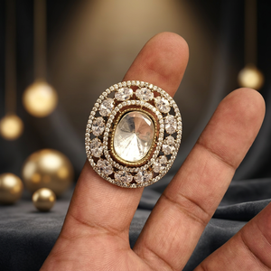 Luxury <b>Gold</b> Plated Cushion Cut CZ <b>Cocktail</b> <b>Ring</b> for Women Geometric Statement Engagement Party Fashion Jewelry - Product Image 3