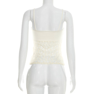 Viviblook J26TP040 Top de Verano para Mujer, Nuevo, Sexy, de Color Sólido, con Encaje y Transparencias, Camisola para Damas - Product Image 3