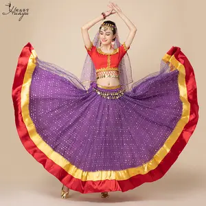 Длинная юбка-качели для взрослых, для индийских танцев и выступлений, для выступлений, фестиваля, Болливуда, танца живота