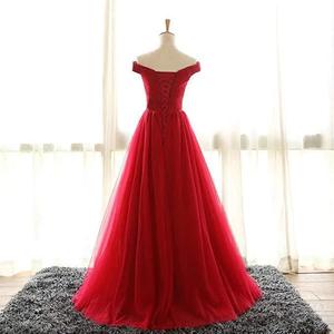 Off Shoulder Tulle Ball Gown Empire Waist Long Evening Dress Formal Wedding Banquet Dress - Product Image 4