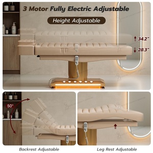 Lit de Beauté Moderne Blanc et Or pour Salon de Beauté, Lit de Spa Facial Médical, Lit de Cils, 3 <span class=keywords><strong>Moteurs</strong></span>, Inclinable Électrique, pour Thérapie Cosmétique - Product Image 4
