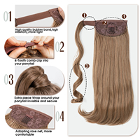 SARLA Extensions de cheveux bouclés ondulés à enrouler, en fibre haute température résistante à la chaleur, 17 pouces, pour femmes
