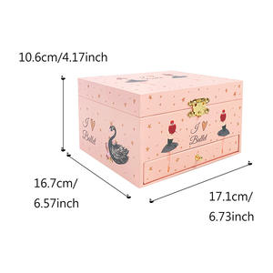 Boîte à musique rose <span class=keywords><strong>ballerine</strong></span> avec miroir et tiroir, manivelle en papier, mélodie personnalisée, cadeau pour filles - Product Image 4