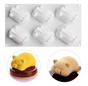 HY <span class=keywords><strong>silicona</strong></span> 3D 6 cavidades lindo cerdo pastel <span class=keywords><strong>molde</strong></span> para hornear Mousse Chocolate esponja moldes sartenes pastel decoración herramientas <span class=keywords><strong>molde</strong></span> - Product Image 2