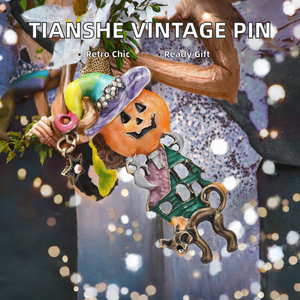Broche de Calabaza de Halloween y Bruja, de Aleación Esmaltada con Pedrería, Pin Vintage, Accesorio de Joyería para Disfraz CAF - Product Image 2