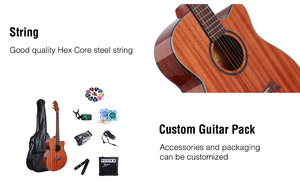 Guitare acoustique Smiger 40 pouces, la moins chère, pour débutants, en bois <span class=keywords><strong>de</strong></span> sapelli, finition brillante - Product Image 6