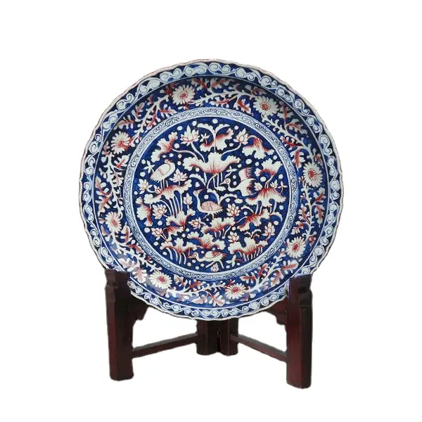 Atacado Cerâmica Turca Placas Decorativas De Porcelana Azul e Sob-Vermelha vidrada Pintados À Mão Artigos de decoração