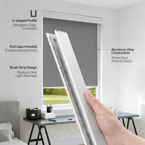 ZSTARR <span class=keywords><strong>Kit</strong></span> de rail latéral blanc en aluminium en forme de U pour stores enrouleurs, bloqueur de lumière - Product Image 1