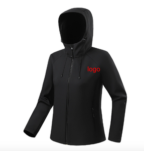 Femmes imperméable Softshell à capuche résistant à l'abrasion aux rayures avec polaire épaissie chaude Trench Coat Shell veste pour femmes - Product Image 6