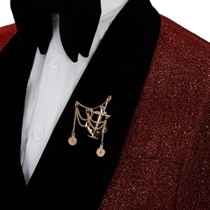 Glänzende Formelle Herrenanzüge Funkelnde Slim-Fit 2-Teilige Anzüge für Balls und Dinner Smoking-Jacke Schwarze Hosen mit Seitenstich - Product Image 2