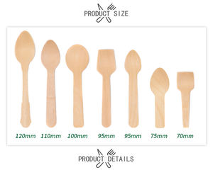 Eco-friendly 110mm Natural Disposable <strong>Wooden</strong> <strong>Spoons</strong> &amp; Teaspoons Biodegradable for Camping - Product Image 2