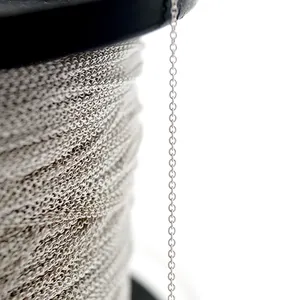 wholesale semi finished sterling jewelry bulk chain 1mm round wire cable silver 925 link chain by meter for making