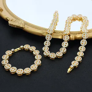2024 nouveau visage souriant chaîne cubaine entièrement percé strass alliage de Zinc Hip Hop bijoux juste prix <span class=keywords><strong>Rap</strong></span> Style collier Bracelet - Product Image 1