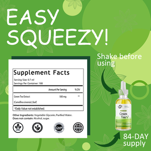 Extrait de thé vert liquide en gouttes OEM/ODM, très demandé, antioxydant, végétalien, sans sucre ni alcool, teinture de Camellia Sinensis - Product Image 2