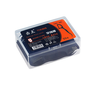 Palillos de hilo dental de carbón de bambú de 7.4 cm, desechables, para una limpieza profunda del cuidado dental - Product Image 2