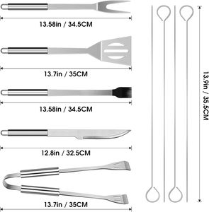 Ensemble d'ustensiles de barbecue en acier inoxydable avec 4 brochettes, outils de grillade portables pour grils d'extérieur - Product Image 3