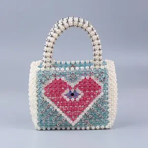 Wholesale Colorful Natural Handmade Women Wove Beaded Clutch Tote Bag