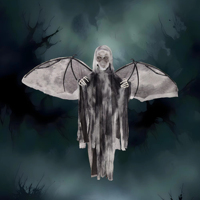 AROMA Décoration d'Halloween Grimouette ailée suspendue de 43 pouces avec lumières, son et mouvement pour scènes hantées