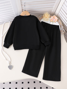Conjunto de Dos Piezas de <span class=keywords><strong>Sudadera</strong></span> y Pantalones Negros para Niños, Estilo Exportación, Otoño Invierno, Ropa para Niñas de 4 a 7 Años - Product Image 4