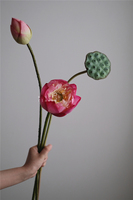 Haute qualité soie fleurs rose Lotus fleur artificielle Lotus Pod grande Table décoration de la maison Restaurant Table hôtel