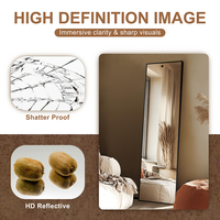 Modern Black Aluminum Frame Full-Length Wall-Mounted Mirror with Illuminated Touch Control for Bathroom and Bedroom