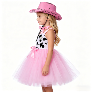 Kids <strong>Cowgirl</strong> Costume Set Bandana Cowboy Hat Party <strong>Dress</strong> for Easter Birthday Celebration - Product Image 5