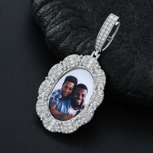 Collana con Ciondolo Moissanite Certificato, Placcata Oro, <span class=keywords><strong>Argento</strong></span> Sterling <span class=keywords><strong>925</strong></span>, Moissanite VVS, Ciondolo Personalizzato con Foto - Product Image 2