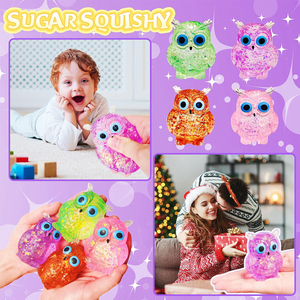 Purple TPR Owl <b>Squeeze</b> Toys Glitter Sensory Stress <b>Balls</b> Anxiety Relief Sugar Squishies <b>Balls</b> Hands Toys for Kids Adults - Product Image 6