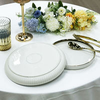 Porseleinen dinerbord met gouden rand, voedselveilig, luxe klassiek dessert-/fruit-/voorgerechtbord voor thuis, brunch servies