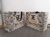 Recycled Paperboard Luxury Boutique Store Small Shopping Paper Bag Gift Gold Hot Stamping Embossing Ribbon Handle Closure