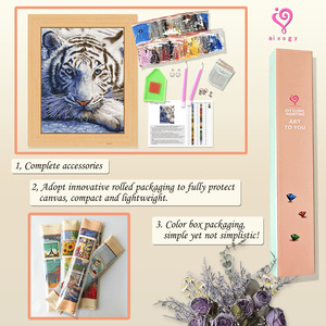 Peinture Diamant Personnalisée Tigre Blanc Créatif Cadeau DIY Fête des Enfants Animaux Toile Kit de Peinture Diamant 5D pour Vente en Gros - Product Image 3