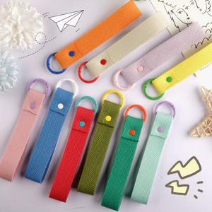 INS Style coré<span class=keywords><strong>en</strong></span> porte-clés Macaron couleur toile broderie sangle de bagage blanc bricolage nom <span class=keywords><strong>bande</strong></span> - Product Image 4