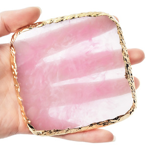 Paleta de Resina para Arte de Uñas, 6 Colores, Borde Dorado, Cuadrada, Tipo Ágata, Bandeja para Mezclar Gel UV, para Herramientas de Manicura de Salón, Venta al Por Mayor - Product Image 4