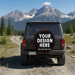 غطاء إطار احتياطي مخصص مقاوم للماء والغبار 2023، غطاء إطار سيارة شخصي مع شعار أضف أسلوبك الخاص - Product Image 1