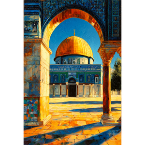 Dipinto Diamante 5D Fai-da-Te di Alta Qualità con Cupola Dorata Islamica, Colombe Bianche e Fiori per Decorazione Murale - Product Image 2