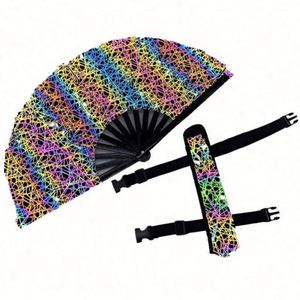 พัดพับสะท้อนแสง ลายดาวโฮโลแกรม พร้อมที่วางพัด มีสินค้าในสต็อก - Product Image 2