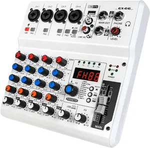 6-Channel Audio Mixer with 99 Sound Effects for PC,Portable Sound Mixing Console