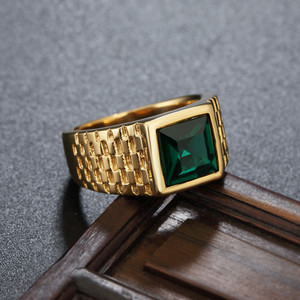 Heiß verkaufte Edelstahl Diamant Goldringe für Männer - Product Image 3