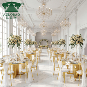 Nouveau modèle de mobilier d'hôtel, chaises de mariage en acier inoxydable doré pour événements - Product Image 5