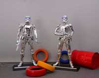 Statue de robot en fibre de verre de taille réelle personnalisée, C-3PO Storm Trooper, sculpture en résine dorée chromée, décoration de table à la mode pour la maison