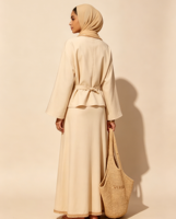 YHE013 Abaya longue sur mesure, élégante, modeste, respirante, en polyester, antistatique, pour femmes, robe d'occasion musulmane d'été