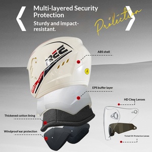 Casque de <span class=keywords><strong>moto</strong></span> électrique certifié 3C en ABS, 3/4, hiver, chaud, double visière, unisexe, toutes saisons - Product Image 4
