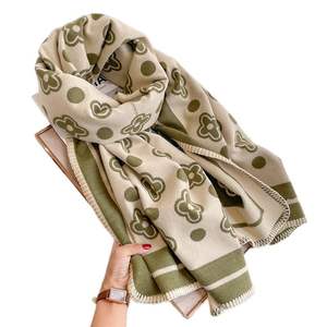 Chal de Invierno de Lujo para Mujer, Material Combinable con Todo, Algodón Suave, Cachemira Gruesa, Diseño Floral de Doble Cara, Transpirable, Nuevo - Product Image 5