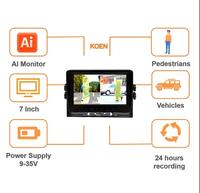 Bus 7 pouces moniteur camion DVR système de caméra véhicule piétonnier détecteur d'angle mort système de sécurité camion BSD AI caméra moniteur