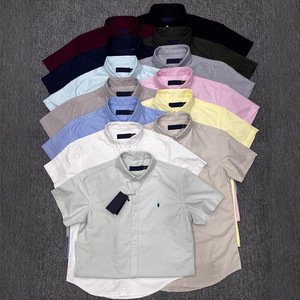 Logo ricamato all'ingrosso di grandi dimensioni senza ferro allentato Anti-Pilling per camicie a maniche corte in popeline di cotone Casual da <span class=keywords><strong>uomo</strong></span> estivo - Product Image 1