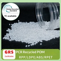 Granulés de plastique recyclé POM 100% PCR (post-consommation) certifiés GRS, blancs, recyclables, écologiques, qualité spéciale pour les consommateurs
