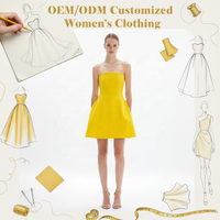 Robe Courte Jaune Sans Bretelles pour Femme, Modèle Corset, Coupe Évasée, avec Poches Latérales – Vente en Gros Personnalisée